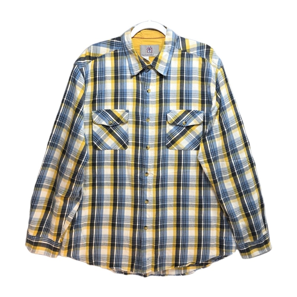 The Territory Ahead Flannel Shirt Mens XL Woven Blanket Plaid Pockets Colorful
